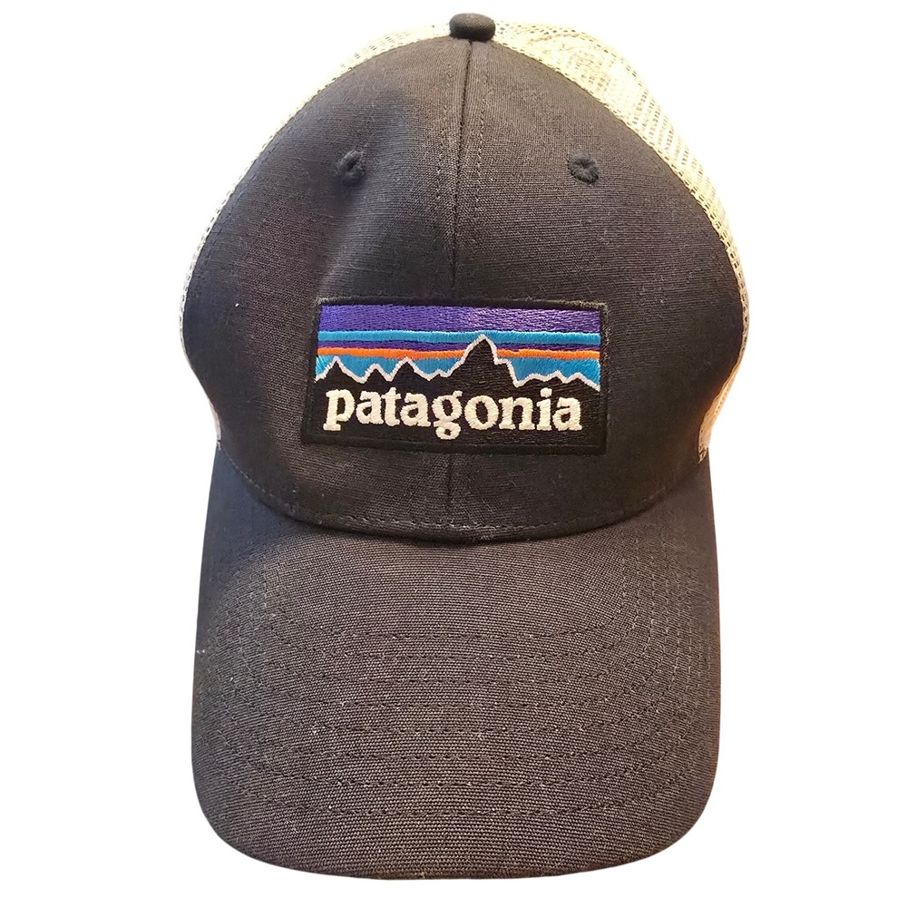 Patagonia P-6 Logo Trucker Hat Mens OSFM Black White Mesh Gorpcore Outdoor